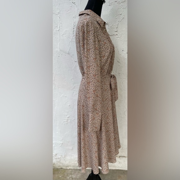 Nanette Lepore Collared Tie Waist Long Sleeve Pleated Multi Print Dress - Size 6 - Picture 7 of 16